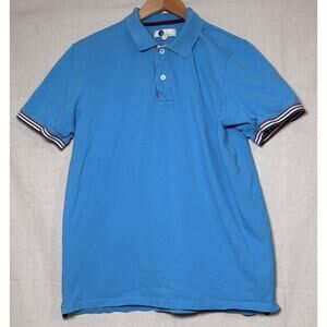 Boden 100% Cotton Short Sleeve Polo Shirt Blue Men’s Size Large